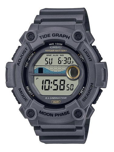 Reloj Casio Ws-1300h-8a Gris Fases Lunares Mareas 3 Alarmas Color de la correa Negro Color del fondo Claro