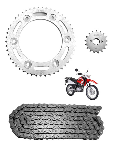 Kit De Engranes Del/tras + Cadena Xr150 Xr150l Alta Calidad