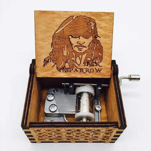 Caja Musical Madera Piratas Del Caribe Jack Sparrow Manivela