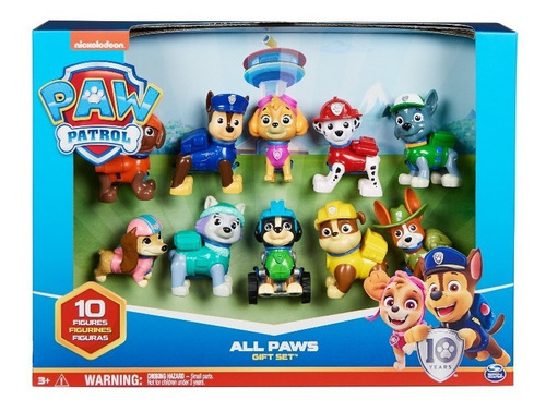 Paw Patrol, 10.º Aniversario, Set De 10 Figuras De Acción