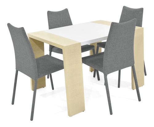 Set Comedor Illinois Miel Con 4 Sillas Palermo