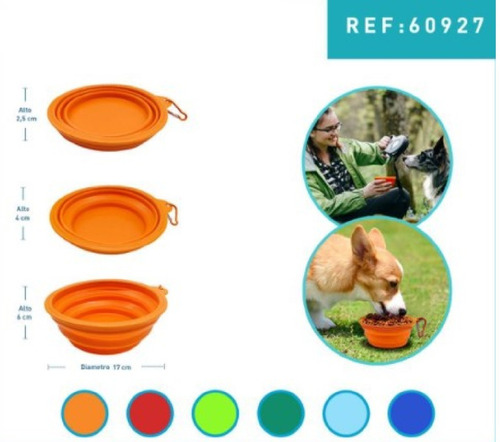 Plato Tazon Plegable Para Mascota Portatil Viaje Comida Agua