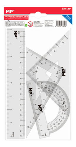 Reglas Dibujo 4 Piezas Pa144p Color Transparente