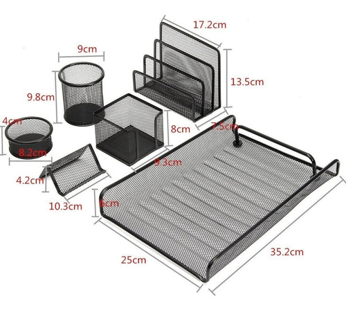 Imagen 5 de 5 de Set Oficina X 6 Organizador Malla Escritorio Office Mesh