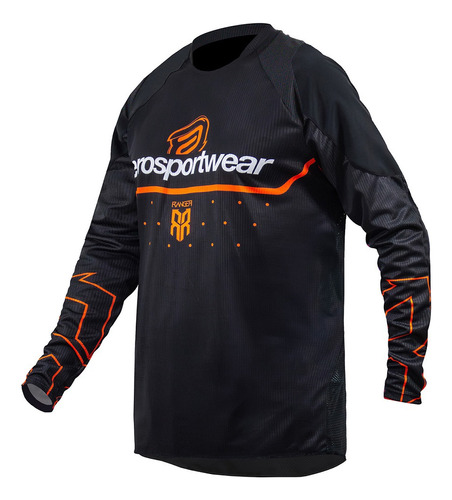 Camisa Motocross Cross Asw Ranger Preto Laranja Off Road