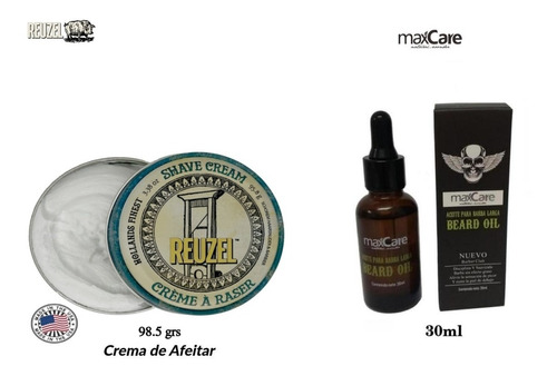 Kit Aceite Barba, Crema Afeitar Reuzel Shave Cream Barber
