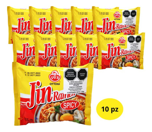 10 Piezas Pasta Ramen Coreano Picante Ottogi 120g