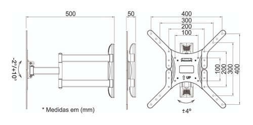 Imagem 2 de 3 de Suporte Para Tv Articulado Slim 26 A 55 A02v4 New ELG A02v4n