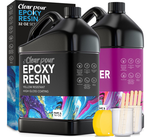 Clear Pour Kit De Resina Epoxi De 32 Onzas  Kit De Resina Ep