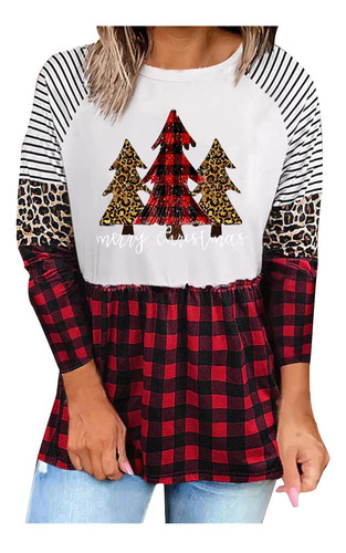 Sudadera Bonita Estampado 3d Navidad Para Mujer Tops Cuello