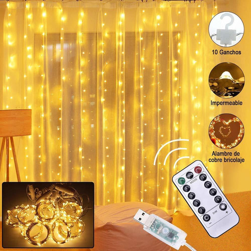 Serie Cortina Luces Led 3x3 Metros Bodas Navidad Fiesta Usb