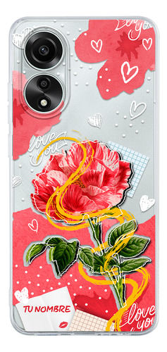 Funda Para Oppo Para Mujer Corazones Flor Con Tu Nombre
