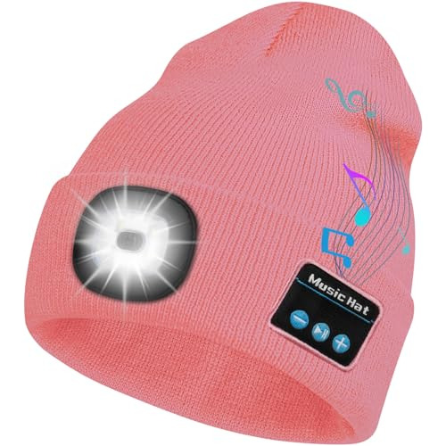 Gorro Bosttor Bluetooth Con Luz, Auriculares Y Altavoz Pink