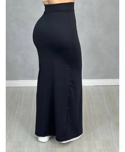 Saia De Cintura Alta Longa Com Fenda Lateral Midi Sensual