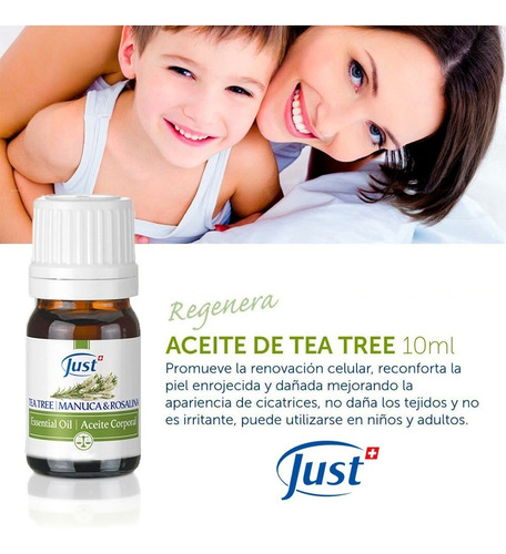Imagen 6 de 7 de Aceite Esencial De Tea Tree 10ml Swiss Just Original