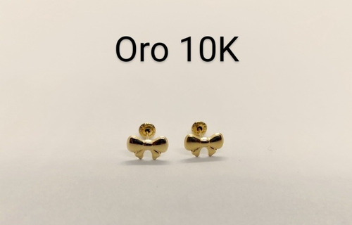 Arete Broquel Oro 10k Moño Bebe Dama Regalo