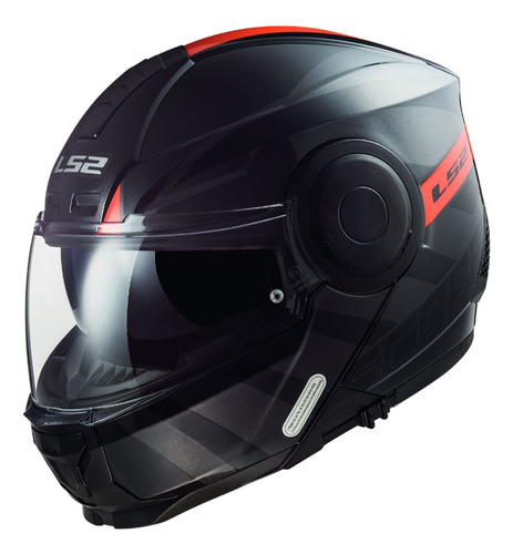 Casco Abatible De Moto Ls2 Ff902 Scope Hamr Gris/ Rojo