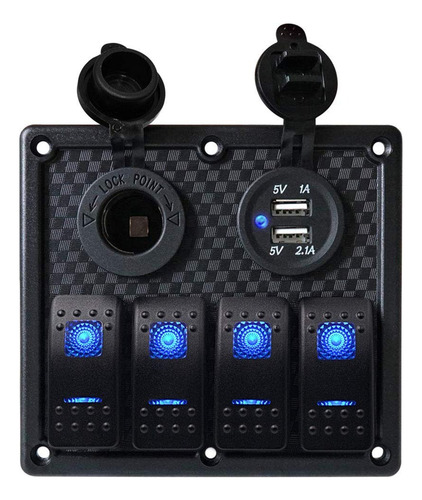 Panel 4 Switch Botonera Usb Cargador Rockseries Rks-sw4usb