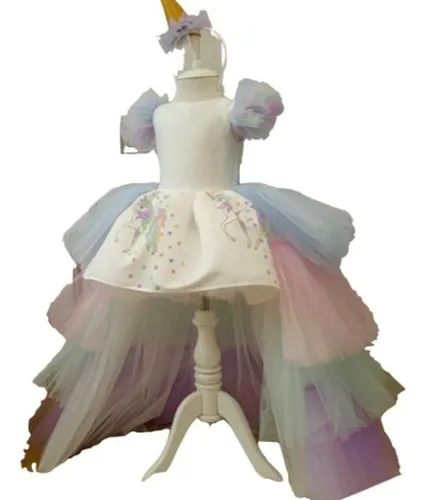 Vestido De Unicornio Para Niña Cola Larga + Alas + Diadema Vestido De Unicornio Para Niña Cola Larga + Alas + Diadema