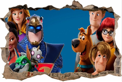 Vinilos Efecto 3d Pared Rota Scooby Doo - 1m X 60cm