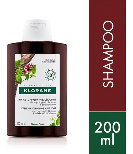 Shampoo Klorane Quinina en botella de 200mL por 1 unidad