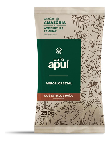 Imagem 2 de 8 de Kit C/ 4 Pacotes 250g - Café Apuí Agroflorestal Em Pó
