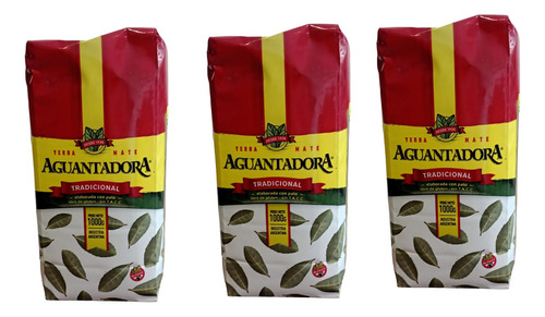 Yerba Mate Aguantadora Tradicional Sin Tacc 1kg X 3 Unidades