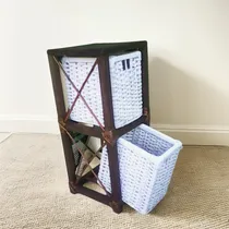 Comprar Cajonera En Madera Con 2 Cajones En Mimbre Por Encargue.