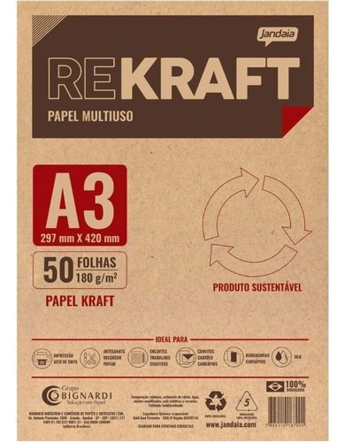 Papel Kraft A3 180g Impressão Decoração Scrapbook Convites