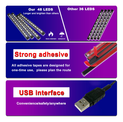 Kit De Iluminación Led Strip Light 36 Dash Dc Strip De 12 V