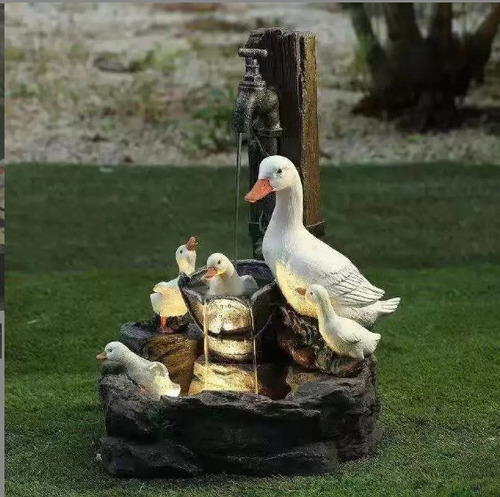 Adornos Familiares De Patos For Jardín Solar Fuente De Agua