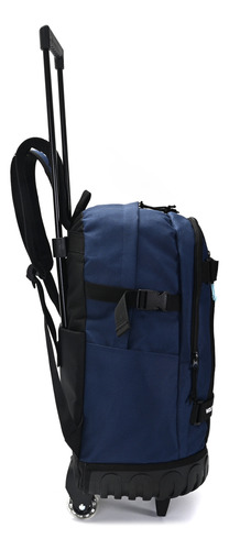 Mochila Wanderlust Carro Plegable 18 Pulgadas Escolar Ruedas Color Azul Diseño De La Tela Liso