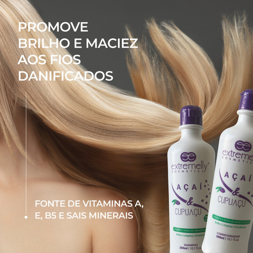 Shampoo Sem Sal Antioxidante Açaí Cupuaçu Cabelo Danificado