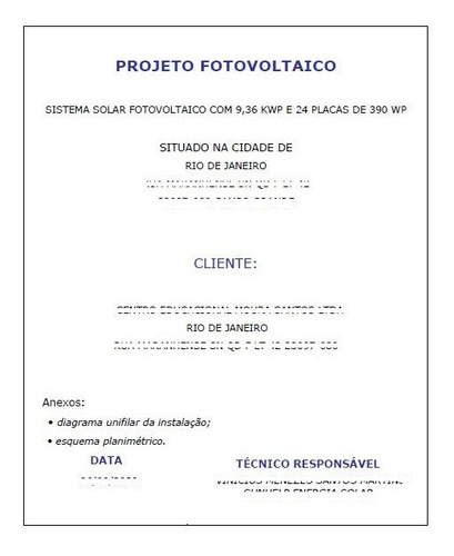 Projeto E Homologação Energia Solar Fotovotaico - Light (rj)
