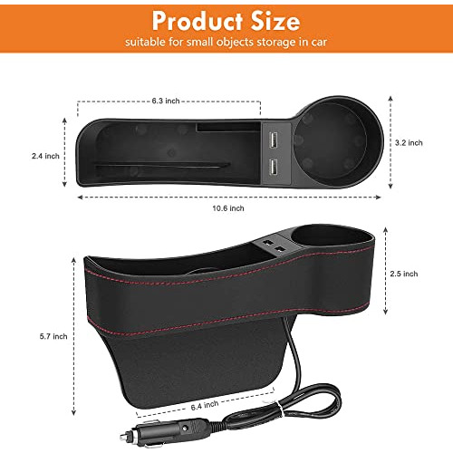 Organizador De Hueco Asiento De Coche 2 Interfaces Usb,...