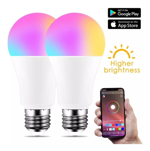 Imagen 8 de 9 de Ampolleta Wifi Inteligente Smart Rgb Google Alexa Colores