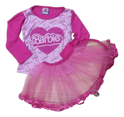 Remera De Nena Con Tutu Barbie Moda Barby Sirenita Larga