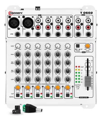 Mesa Taramps De Som 6 Canais T 0602 Equalizador 6 Entradas Mixer 12v Som Automotivo