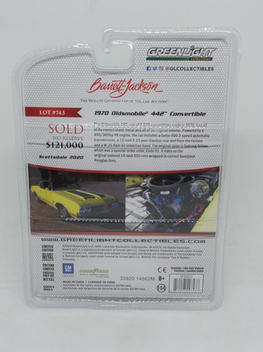 Greenlight Barret Jackson 1970 Oldsmobile 442 Convertible Color Amarillo