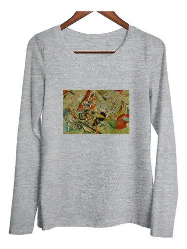 Remera Mujer Ml Kandinsky In Grey En Gris Pintura Arte