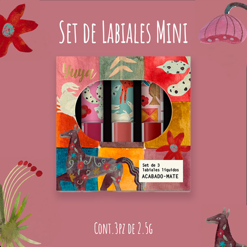Set De Labiales Yuya Acabado Mate Larga Duración 3pz De 2.5g Multicolor