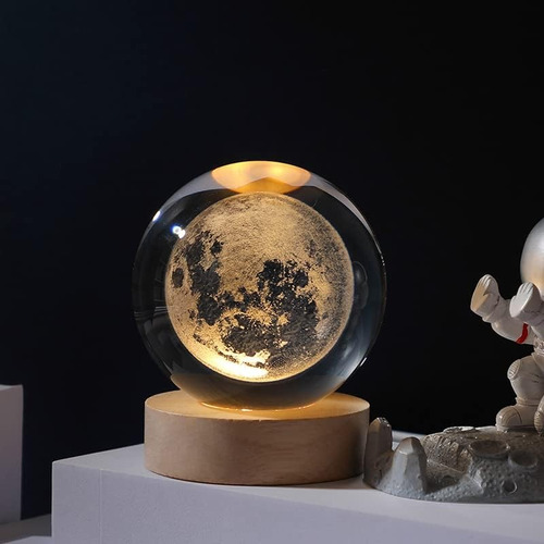Luminária Bola Cristal De Mesa Criativa Led Enfeite Quarto Cúpula Lua
