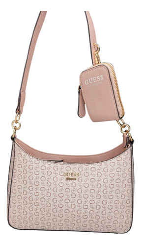 Bolsa Guess Sg892616 Nueva 100 % Original Con Etiqueta Rosa Palo Estampado Oro Rosa Palo