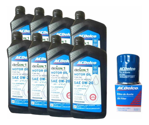 8 Lts Aceite 0w20 Acdelco + Filtro Aceite Silverado