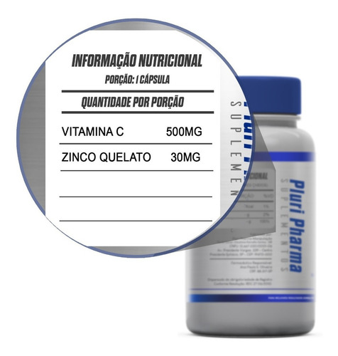 Vitamina C 500mg+zinco 30mg 90cps Sabor N/a