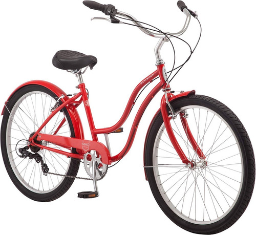 Bicicleta Retro Adultos 26p 7v Color Rojo Marca Schwinn 