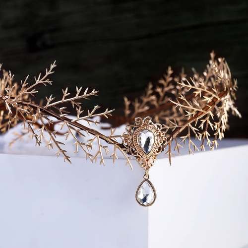 Diadema De Hojas De Hada Con Diamantes De Imitación
