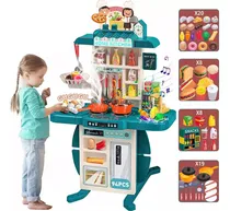 Comprar Cocina Juguete Niños 95 set, efectos de sonido realistas y funcionalidad simulada, estufa de cocina con vapor, fregadero, juguete de comida y accesorios de cocina, juguete de cocina para niños y niñas
