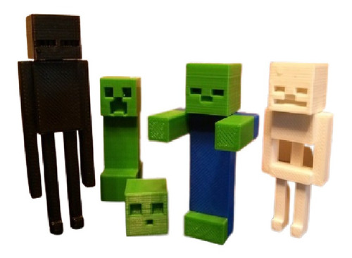 Figuras Creeper, Enderman, Zombie Y Esqueleto De Minecraft 