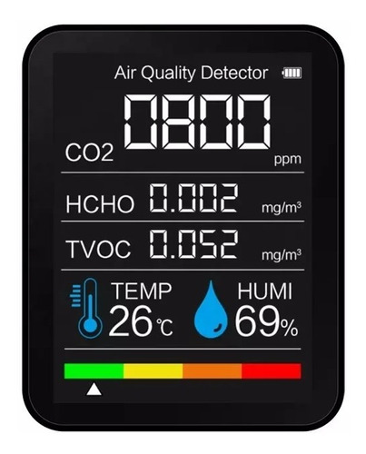 Medidor De Dióxido De Carbono Co2 Calidad De Aire 5 En 1
